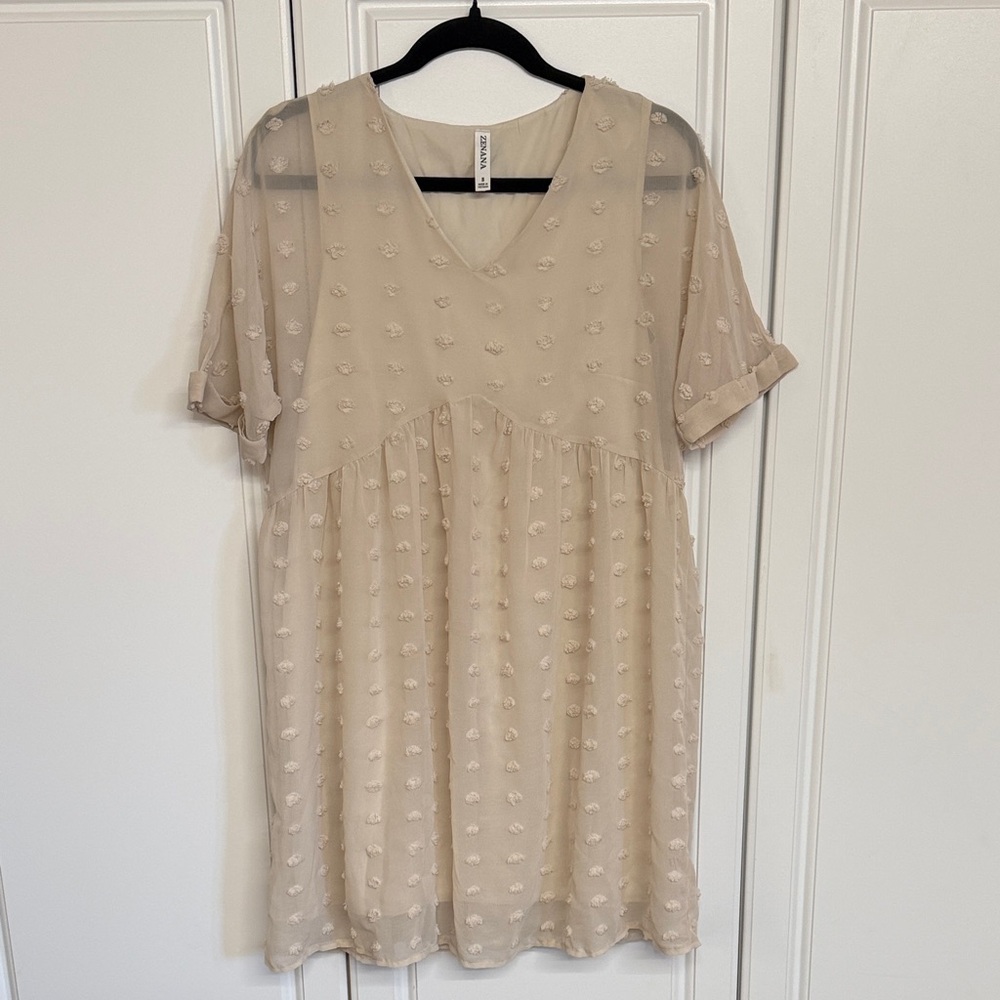 Zenana Outfitters Cream Midi Dress